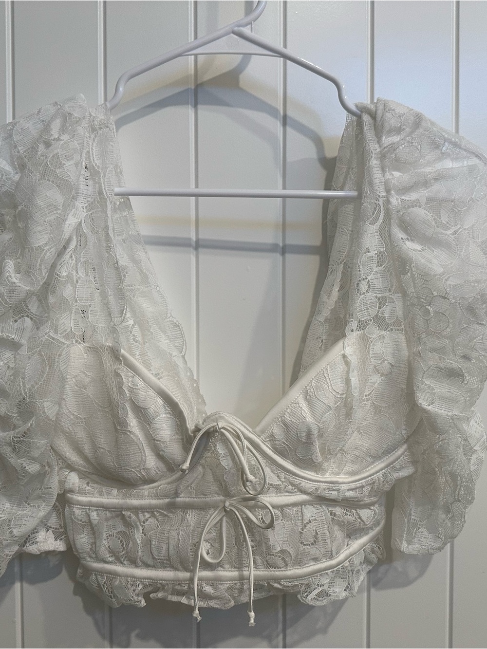 For Love & Lemons Indio Lace Bustier Cropped Top